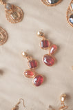 Red Triple Bead Drop Earrings - Sienna NZ