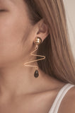 Black Bead Zig Zag Earrings - Sienna NZ