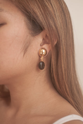Single Black Bead Drop Earrings - Sienna NZ