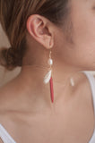 Red Pointed Asymmetrical Earrings - Sienna NZ