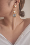 White Double Bead Teardrop Earrings - Sienna NZ