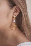 Agate Stone Wire Mosaic Small Teardrop Earrings - Sienna NZ