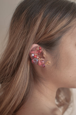 Red Glass Bead Ear Cuff - Sienna NZ