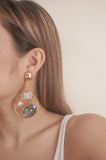 Blue Bead Wire Mosaic Teardrop Earrings - Sienna NZ