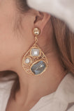Blue Bead Wire Mosaic Teardrop Earrings - Sienna NZ