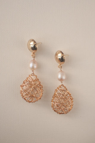 Pearl Wire Mosaic Small Teardrop Earrings - Sienna NZ