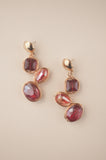 Red Triple Bead Drop Earrings - Sienna NZ