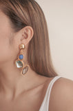 Blue and Green Triple Bead Drop Earrings - Sienna NZ