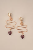 Red Curvy Crystal Heart Earrings - Sienna NZ