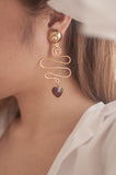 Red Curvy Crystal Heart Earrings - Sienna NZ