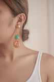 Turquoise Coloured Stone Long Teardrop Earrings - Sienna NZ