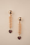 Red Crystal Heart Coil Earrings - Sienna NZ