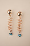 Blue Crystal Heart Coil Earrings - Sienna NZ