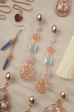 Round Agate Stone and Glass Bead Drop Earrings - Sienna NZ