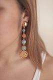 Round Agate Stone Drop Earrings - Sienna NZ