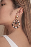 Grayscale Bead Outline Teardrop Earrings - Sienna NZ