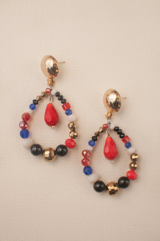 Multicolour Bead Outline Teardrop Earrings - Sienna NZ