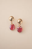 Single Red Bead Drop Earrings - Sienna NZ