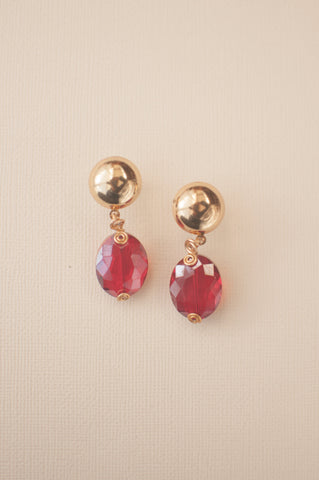 Single Red Bead Drop Earrings - Sienna NZ