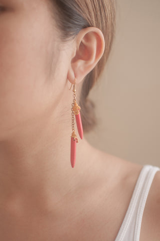 Red Mismatched Pointed Earrings - Sienna NZ