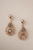 Grey Double Bead Teardrop Earrings - Sienna NZ