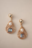 White Double Bead Teardrop Earrings - Sienna NZ