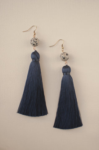Midnight Blue Tassel Earrings - Sienna NZ