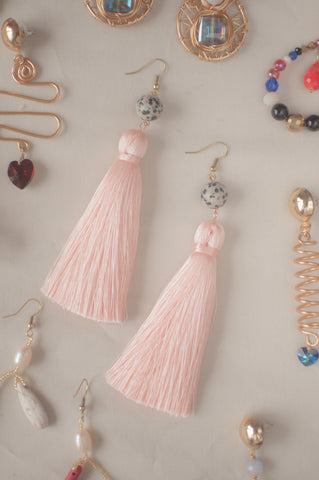Salmon Pink Tassel Earrings - Sienna NZ